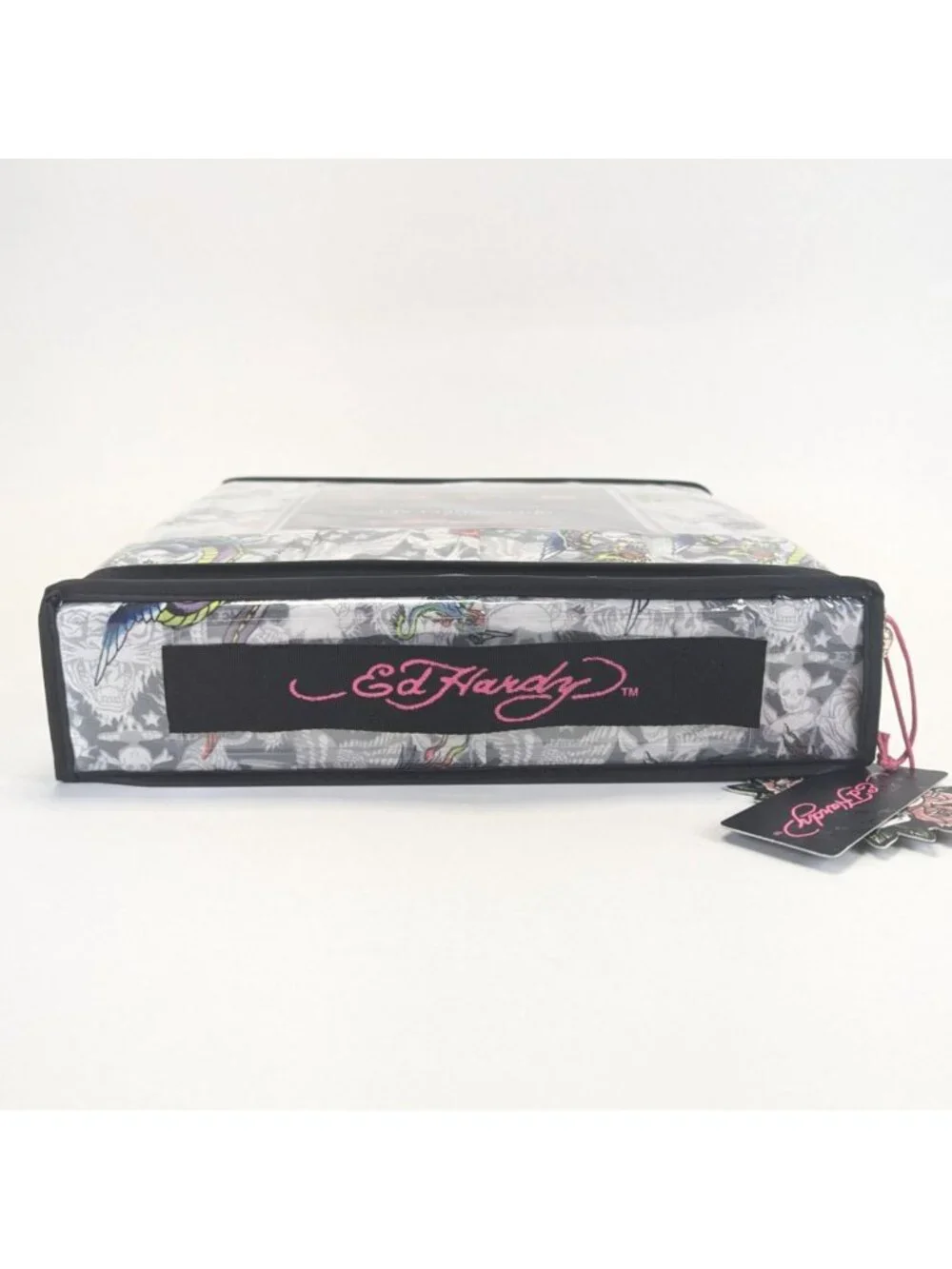 Ed Hardy Queen Sheet Set 6-Piece w 4 Pillowcases White Gray Tattoo Dragon Skill